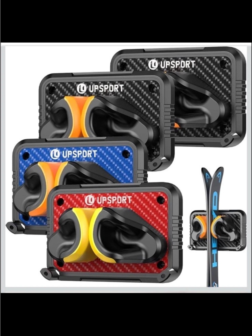 UPSPORT Wall Mount Ski and Snowboard Holder - Black/Orange